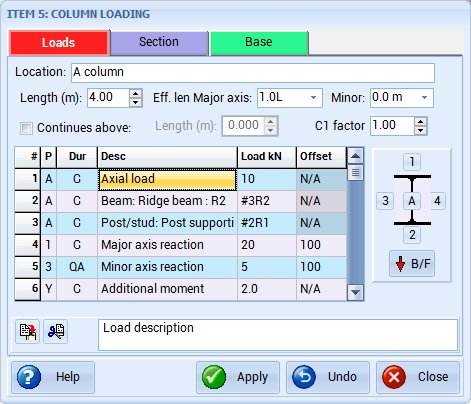 Steel column edit load page